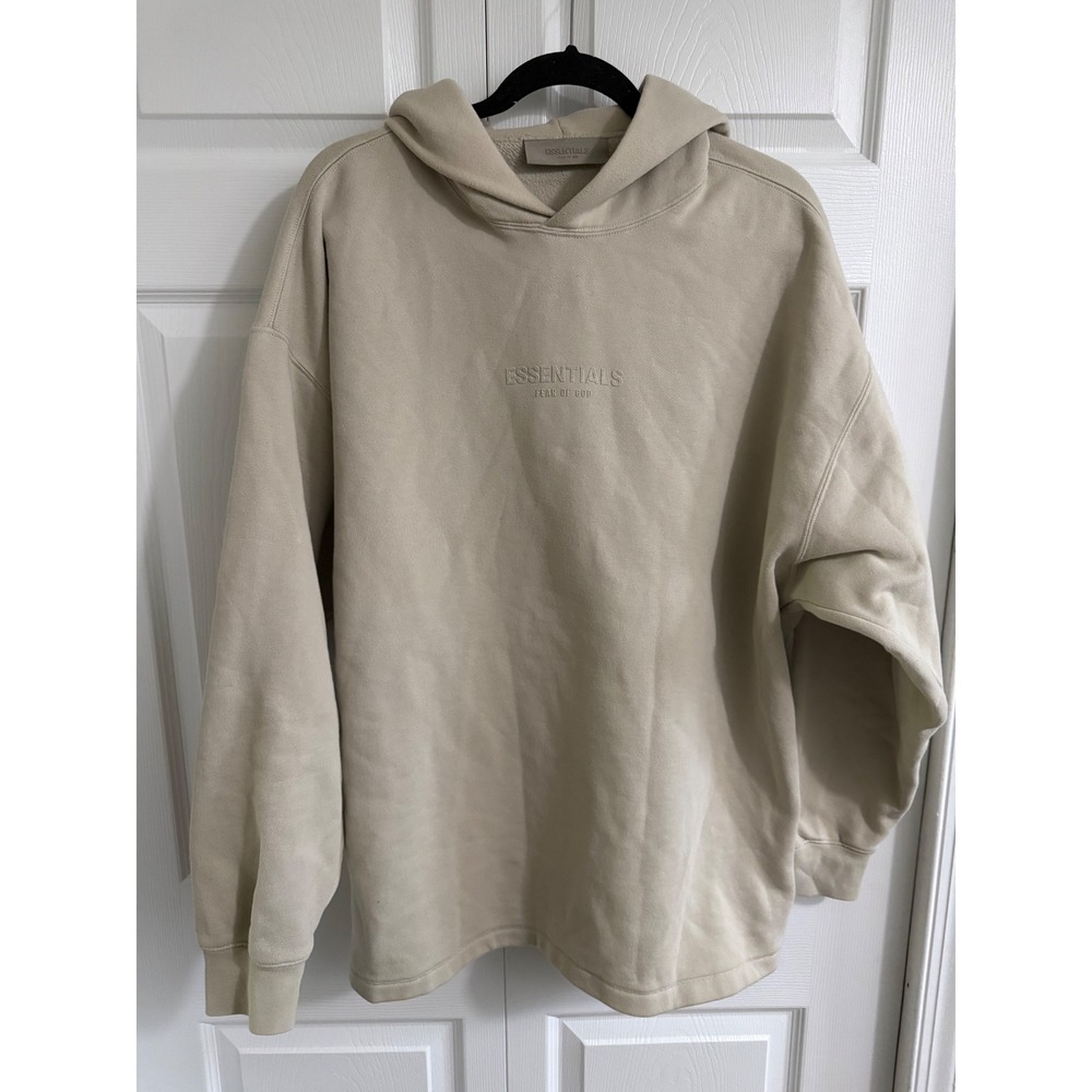 ESSENTIALS Fear of God Tan Embroidered Logo‎ Hoodie Sweatshirt Men's Size M